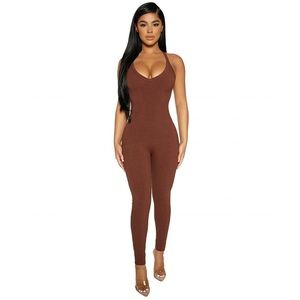 X is Back Jumpsuit Brown Naked Wardrobe size S.